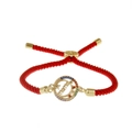 Rode gevlochten MAMA armband met gouden zirkoon hanger voor Moederdag cadeau - Rood Touw