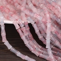 Pink and white bamboo joint glass beads for DIY bracelet and jewelry making - 6x12mm Marbled Ink Cyan Red (1Pc)