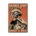Vintage Barber Shop metal sign with skull graphic for retro garden wall decor - 11740(3)