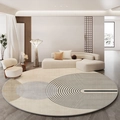 Modern minimalist round carpet with beige and grey geometric patterns for living room decor - 60x60cm / Style B
