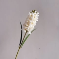 Artificial white hyacinth flower branch with yellow stamens and green leaves for home decor - White