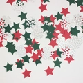 Flat lay of red and green stars with glitter silver snowflakes for Christmas DIY decor - Christmas Red Green Star + Silver Snowflake (ai-100 Pcs/Pack)