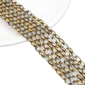 Oval faceted crystal beads with gold stripe texture for DIY jewelry making - Approx 25pcs/Strand / 4x6MM / Transparent Light Gray