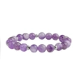 Elastic beaded bracelet featuring translucent purple amethyst stones and silver spacers - Amethyst + Stainless Steel Bead