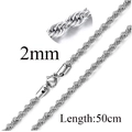 Minimalist 2mm width and 50cm length stainless steel twisted rope chain with lobster clasp - 2mm/50cm / Steel
