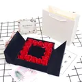 Projection necklace gift set with 16 red soap roses in a black jewelry box with tote bag - Rose Jewelry Gift Box Set / Black