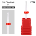 Embout de ponceuse ongle en céramique petite boule 3/32 avec socle rouge poli - PT21 Petite Boule Fin (F)
