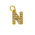 Classic gold letter N pendant with sparkling crystal inlay for elegant fashion jewelry - Letter N