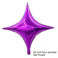Ballon en aluminium étoile à quatre branches violette 26 pouces pour fêtes - 26 Pouces / Violet