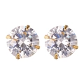 Classic gold four-prong round zircon earrings with polished 925 sterling silver studs - 5mm / Gold