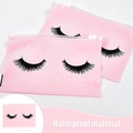 Pink waterproof EVA makeup storage bags with eyelash pattern and secure zipper closure - 15x10cm / Pink Eyelash Zipper Bag