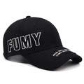 Casquette vintage noire en coton avec broderie FUMY et slogan sur la visière - Réglable / Noir