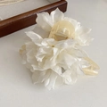 Elegant cream fabric flower hair claw clip with multi-layer mesh petals for women - Cream Mesh Flower Claw Clip (22)