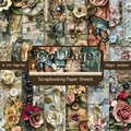 6x6 inch vintage scrapbooking paper pack with 24 sheets of floral and butterfly designs - 21040a 24 Sheets
