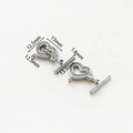 Silver heart-shaped OT toggle clasp with zircon inlay for DIY bracelet and necklace - Platinum Love Heart OT Clasp - 2Pcs/Pack