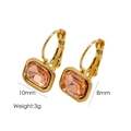 Elegant gold titanium steel hoop earring with pink square zircon and 10x8mm dimensions - Rose Gold