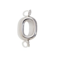 Polished silver stainless steel oval charm connector with double loops for DIY jewelry - Letter O / Steel