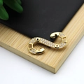 18K gold plated S-shaped jewelry connector with sparkling cubic zirconia for DIY necklaces - Micro-set S-shape Connector Style