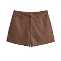 Dunkelbraune High-Waist Shorts für Damen mit weitem Bein und Gürtelschlaufen Design - XS / Unterteile / Braun