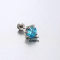 Orecchino a perno artiglio di drago con zircone blu cielo 6mm in acciaio titanio - Stile Artiglio di Drago (Pezzo singolo) / 6mm Lunghezza barra (Filettatura interna in acciaio al titanio 1.0) / Blu mare (6mm Zirconia)