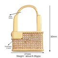 Detailed size specifications for gold micro-pave lock pendant with dimensions 30x21mm - Large Pave Lock / Gold