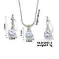 Détails d'un ensemble bijoux argenté avec cristaux clairs et dimensions précises - Transparent/Argent
