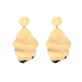 Elegant gold wavy metal tassel earrings with high-polish finish and artistic modern design - E1041-Gold Wave Artistic Earrings