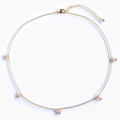 Collana regolabile placcata oro 18K con ciondolo a farfalla in cristallo rosa chiaro - Rosa (Placcato Oro 18K)
