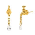 Kreative Ohrringe im Wasserhahn-Design, 18K vergoldet mit klaren Zirkonia-Wassertropfen - Kreative Wasserhahn Ohrstecker - Gold