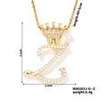 Gold plated crown letter Z necklace with zircon pavé pendant and size measurements - Z Style (N00203J-G--Z)