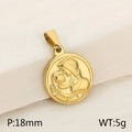 Colgante religioso dorado con relieve de María, tamaño 18mm y peso 5g para collares - Virgen con el Niño Redonda Dorada (KP82259-Z) / 18mm