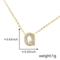Gold pendant necklace with zircon letter Q charm including precise size and weight details - Gold Letter-Q