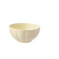Minimalist light yellow ceramic rice bowl with scalloped edges and high foot base - 4.5 Inch Lotus Bowl - Truffle White