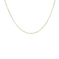 Elegant gold chain necklace featuring evenly spaced light blue beads in a minimalist style - Necklace / Light Blue