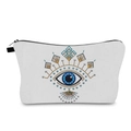 Weiße Kosmetiktasche aus Canvas mit Evil Eye Print und goldenen Details für Reisen - Weiß Exquisites Böses Auge