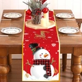 Camino de mesa navideño con muñeco de nieve y copos en una mesa de comedor festiva - 181x35.5cm / Muñeco de Nieve