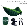 Dark and fruit green color-blocked 270x140cm nylon camping hammock set with gear - 270x140cm / Elastic Band Style / Dark Green/Fruit Green