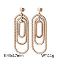Polished rose gold stainless steel spiral earrings in a triple hoop geometric design - Rose Gold