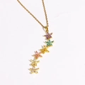 Elegante goldene Halskette mit bunten Blumenanhängern aus Edelsteinen im Retro-Stil - Gold