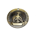 Antique bronze Maltese dog ID tag with high relief engraving and hanging hole for collars - Maltese
