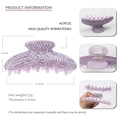 Lavender acrylic shark hair claw with rhinestones, 10.8cm size and dimension details - No Logo Style / Light Purple