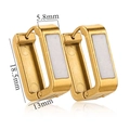U-shaped gold stainless steel earrings with white enamel inlay and clear dimensions - Gold-White Enamel