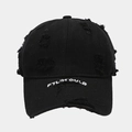 Casquette de baseball noire délavée avec broderie blanche et détails usés tendance - Réglable / Noir