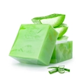 Handmade translucent green aloe vera essential oil soap bars with fresh aloe slices - Aloe (Plain Soap)