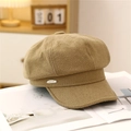 Khaki Schirmmütze für Damen aus strukturiertem Stoff mit stilvollem Metall-Logo - M (56-58cm) / Khaki