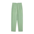 Minimalist high-waisted mint green straight-leg suit pants for women on white background - XS / Light Mint Color