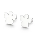 Orecchini a perno a forma di angelo in argento e acciaio inossidabile lucido - Colore Acciaio Angelo In Piedi Stile Metallo Semplice (KE71045-Z)