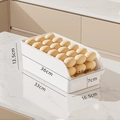 White gravity-fed automatic rolling egg storage box for fridge with 30-egg capacity - Large PP Model / Ivory