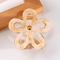 Elegant cream floral hair claw clip with golden metal spring for stylish hair styling - Creamy Beige Texture