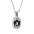 Silver finish oval Tarot 'The Star' pendant necklace with blue crystal inlay - Oval Tarot - The Star / Steel